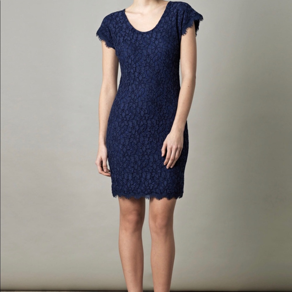 DVF navy lace dress